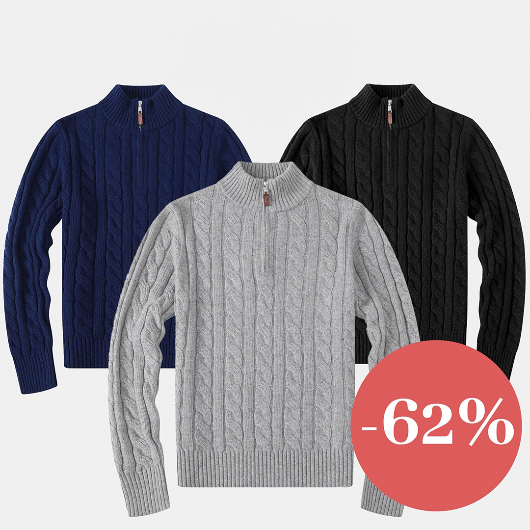 Zopfmuster-Kaschmirpullover