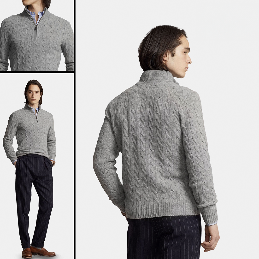 Zopfmuster-Kaschmirpullover